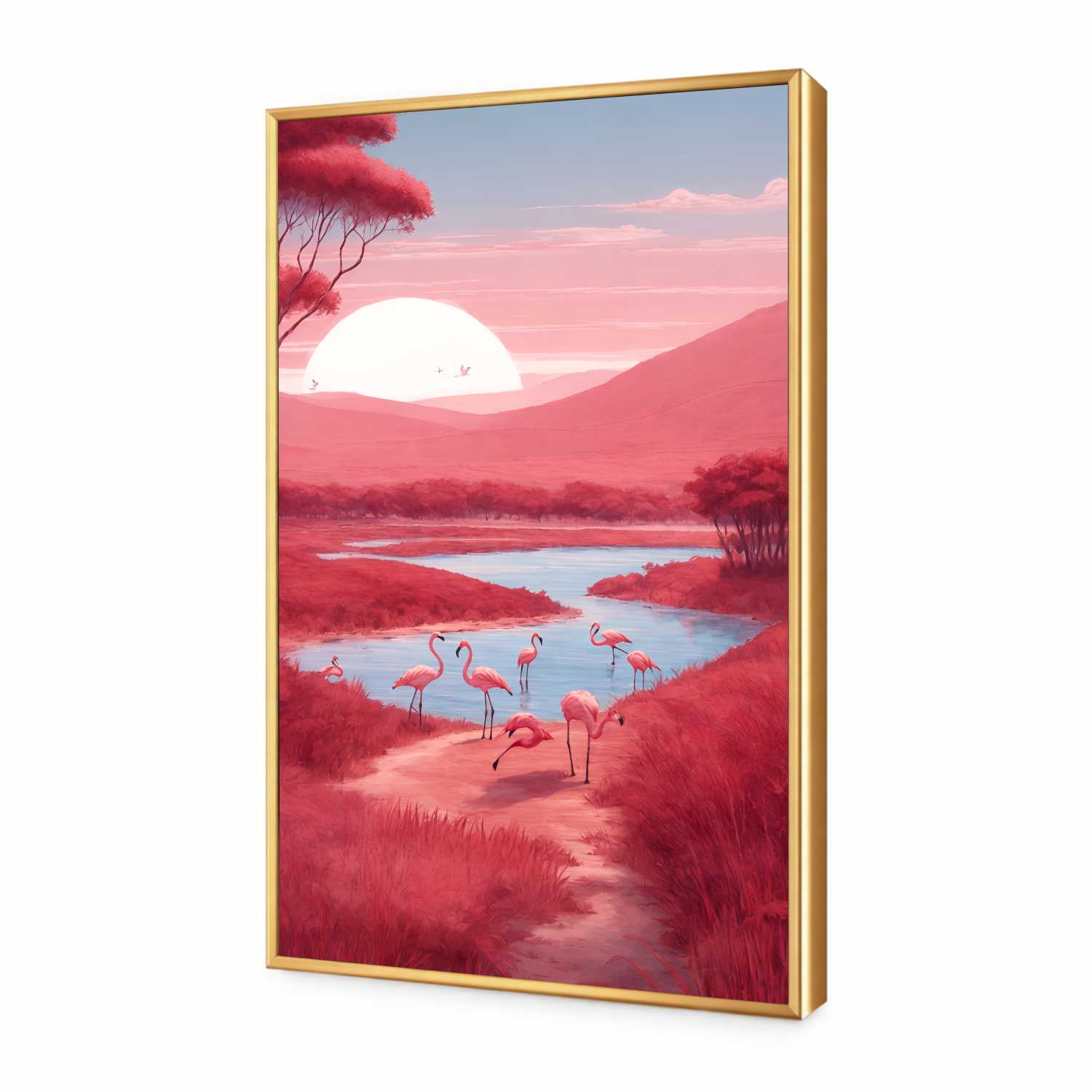 Quadro Decorativo Flamingos Rosa em Arte